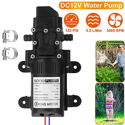 $19.18 • Buy 130PSI Water Pump Self Priming Diaphragm DC12V High Pressure RV Automatic Switch