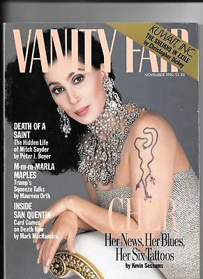 Vanity Fair Magazine November 1990 Cher Her News Blues Tattoos Marla Maples • $5