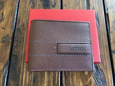 $199.99 • Buy Ferrari Brown Leather Mens Bi-fold Wallet Collectible Made In Italy Brand NEW  