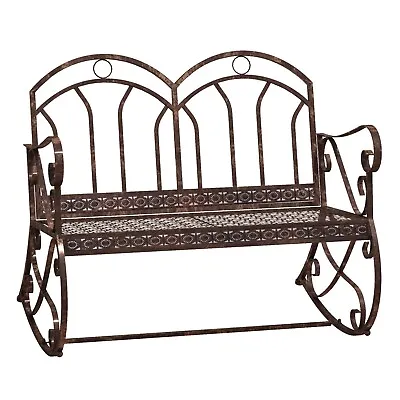 Rocking Chair Swing Bench Loveseat Metal Bronze Garden Outdoor • £83.86