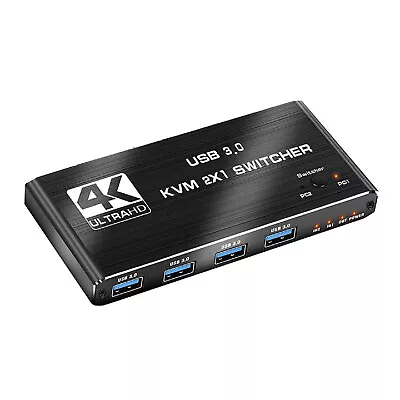 4K 60Hz HDMI KVM Switch Dual Monitor 2 In 1 Out  USB 3.0 KVM Switcher For MAC • $31
