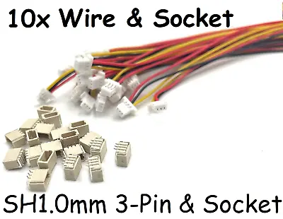 JST SH 1.0mm 2-Pin 3-Pin 4-Pin 5-Pin 6-Pin Connector PCB Socket Wire UK Seller • £5.49