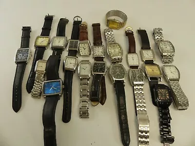 (ref288W63) 21 Men's Tank Style Wristwatches For Spares Or Repair • $37.88