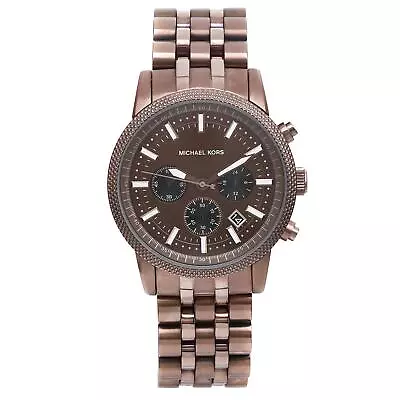 Michael Kors Scout Steel 43 Mm Chronograph Brown Dial Mens Quartz Watch MK8237 • $195