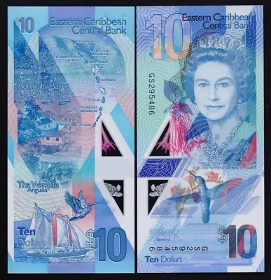 EAST CARIBBEAN: B241a P#W57  10 Dollars Polymer 2019 Uncirculated Banknote. • £7.59