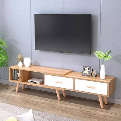 Retractable TV Stand Cabinet With Open Shelves2 Drawers Media Console For Room • $61.71