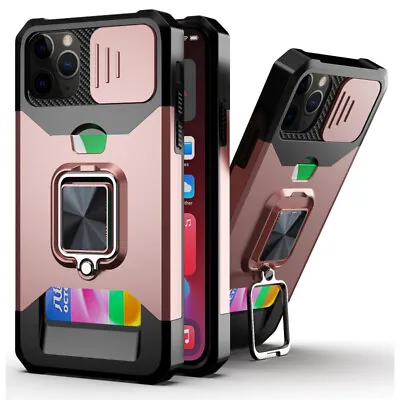 $12.99 • Buy For IPhone 14/13/12/11 Pro Max Armor Stand Case W Slide Camera Cover & Card Slot