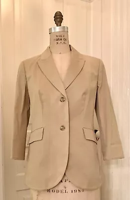 Classic Charles Nolan New York Jacket Size 10 Camel Cotton 3/4 Sleeves • $39.99