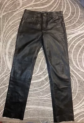 Lucky Leather Inc. Men’s 34 X 33 Seemless Black Leather Motorcycle Biker Pants • $68