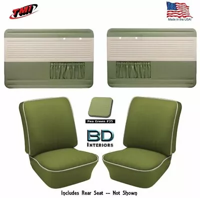 1956-64 VW Bug OEM Door Panel & Upholstery Covers Kit Sedan - Pea Green • $969.41