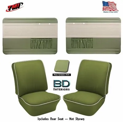 1956-64 VW Bug OEM Door & Quarter Panel Upholstery Covers Kit Sedan Pea Green • $1029.28