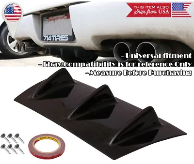 14  X 6  ABS Gloss Black Rear Bumper Valance Diffuser 3 Fins For Honda Acura • $21.83