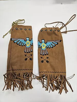 Native American Kids Suede Leather Fringed Cowboy Cowgirl Chaps Leg Coverings 1D • $19.99