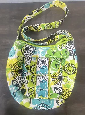 Vera Bradley Crossbody Saddle Bag Adjustable Zipper Limes Up Green & Yellow • $13.12