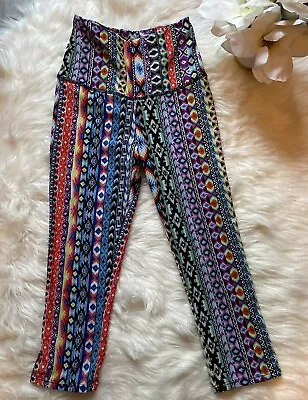 Onzie Leggings Yoga Length Rainbow Aztec Tribal Print Woman S/M • $24.99