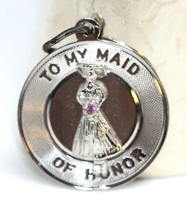 TC Sterling Silver .925 Rhinestone Charm To My Maid Of Honor Bridal Gift • $14.99