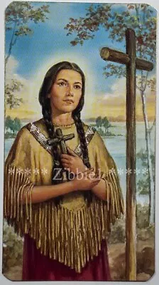 St Kateri Tekawitha Vintage Holy Devotional Card. • $5.50