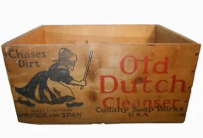 Early 20th C 'old Dutch Cleanser' Antique Red/blk Ink Stmpd Wd Box Soap Ad Crate • $387.50