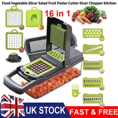 £10.99 • Buy 16 In1 Vegetable Chopper Salad Fruit Mandolin Slicer Food Dicer Cutter Peeler UK
