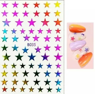 Nail Art Stickers Self-adhesive Stars Flowers Snakes Nail Star Decals Transfers • £2.76