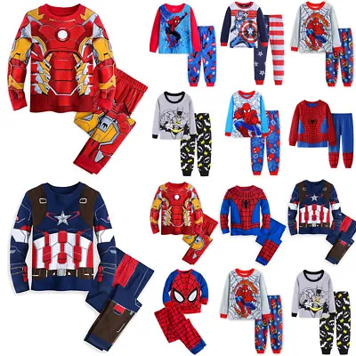 Baby Boys Kids SpiderMan Avengers Super Hero Pyjamas Nightwear Sleepwear Pjs Set • £7.49