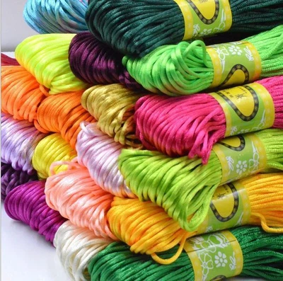 £1.98 • Buy 20M Chinese Knot Satin Nylon Braided Cord Macrame Beading Rattail Wire Cord 2MM