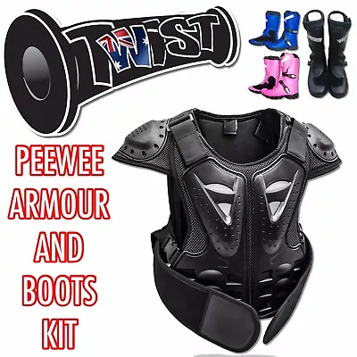 Peewee Jr Kids Mx Dirt Bike Motox Motocross Mx Boots & Armour Kit Small • $295