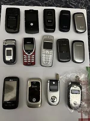 Lot Of 14 Vintage Flip Phones Cell Phones For Parts Not Working For Repair Parts • $40