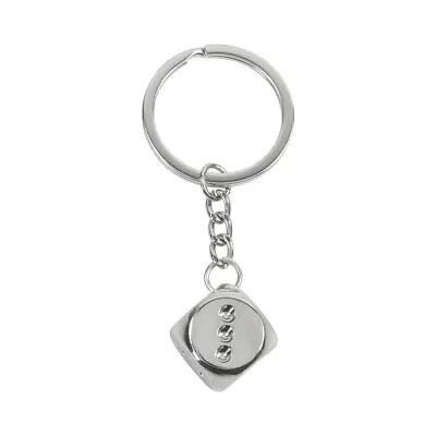 Chrome Silver Dice Keyring Charm Pendant Chain And Ring • £1.99