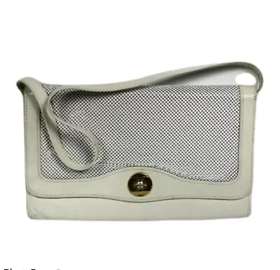 $39.95 • Buy Oroton Vintage 90s White Metal Mesh Flap Leather Shoulder Bag Clutch 