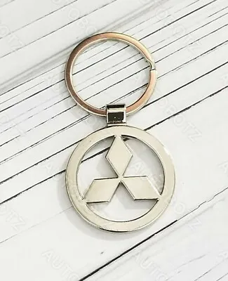 For Mitsubishi Metal Chrome Emblem Cut Out Style Keychain Key Fob Ring Etched • $10.95