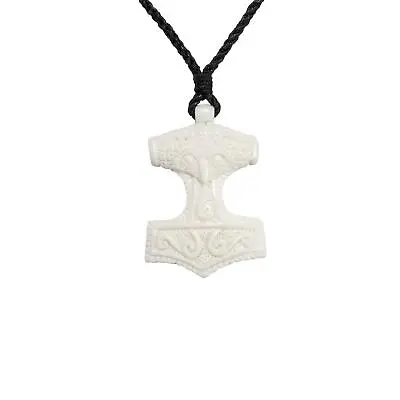 Thor's Hammer Carved Bone Necklace Viking Mjolnir Pendant Norse - 81stgeneration • $36.19