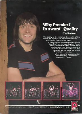 Carl Palmer 1983 Ad- Premier Drums • $7