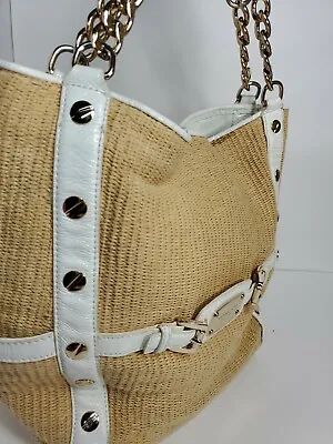 Michael Kors Womans Beige Woven Straw Large Hobo  Shoulderbag 12x16x7  • $30.40