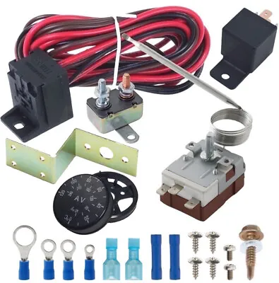 $39.95 • Buy Adjustable Electric 12v Radiator Fan Thermostat Control Relay Wire Kit Car Truck