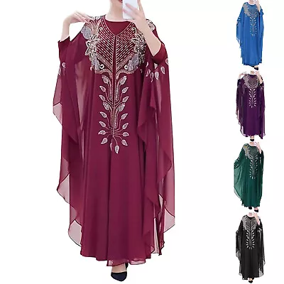 Women's Muslim Long Sleeve Dress Vintage Pullover Abaya Prayer Clothes • $71.92