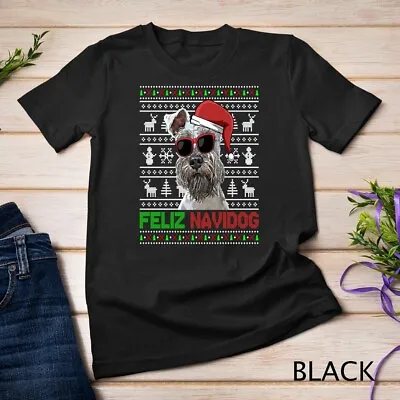 Miniature Schnauzer Dog Feliz Navidog Funny Christmas Unisex T-shirt • $16.99