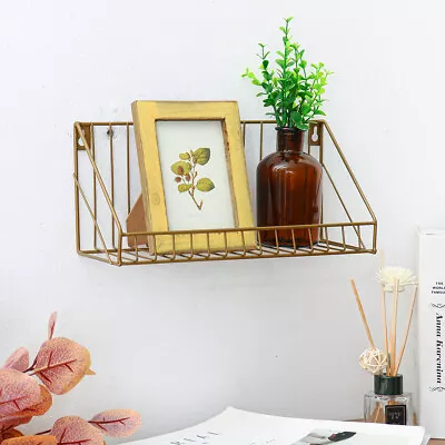 Metal Floating Wall Mounted Shelf Display Storage Rack Bookshelf Storage Basket • $15.82