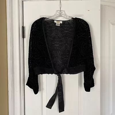 Talbots Size S Black Velvet Sheer Open Style Bolero Shrug • $18