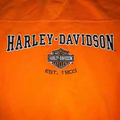 Harley-Davidson Sweatshirt Orange NO Size Zylstra Elk River Minnesota ~4XL VTG • $35.07