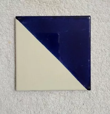 Glossy  Blue White Semaphore  Mexican Talavera Ceramic Tiles 4x4 • $5.75