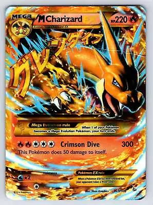 Mega M Charizard EX 107/106 Flashfire Gold Secret Rare Holo Pokemon Card DMG • $34.99