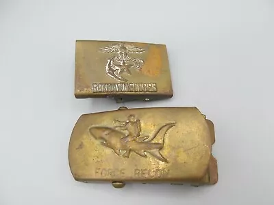 Vtg Republic Of Korea Marine Corps Belt Buckles 6th Force Recon + Scuba Shark • $24.99