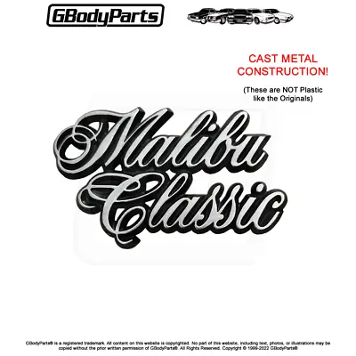 METAL 78-83  Malibu Classic  Quarter Panel Emblem Script New Repro GM # 20059782 • $54.95