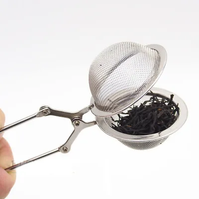 Tea Ball Infuser Stainless Steel Spoon Filter Squeeze Leaves Herb Mesh Strainer • £2.14