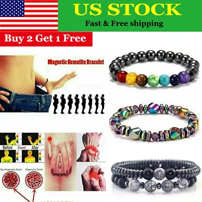 Magnetic Healing Therapy Bracelet Arthritis Hematite Weight Loss Pain Relief Lot • $6.99