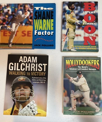 $10 • Buy Cricket Books X 4  Adam Gilchrist, David Boon Signed, Mollydookers, Shane Warne 