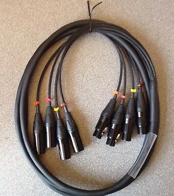 4 Way XLR Loom 3m - Black & Gold XLR's - Very High Quality Flexible Cable  • £35.50