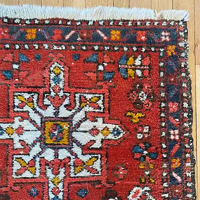 Vintage Rug 2' 4 X 4' 1 Red Hand Knotted Tribal Oriental Rug • $202.50