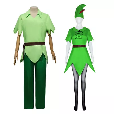 Anime Peter Pan Costume Unisex Cosplay Costume Halloween Party Green Elf Costume • $120.98